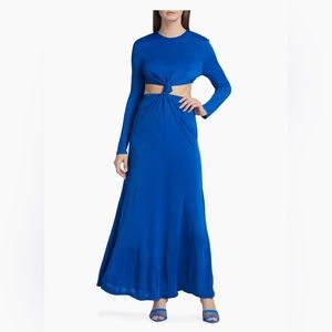 Farm Rio Knotted Cut-Out Maxi Dress, Blue, SZ Large, $349